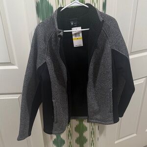 Chic Gray and Black Zip-Up Jacket NWT